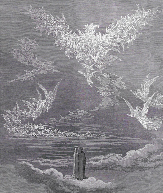 1800s Gustave Dore Paradise Woodcut 