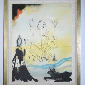 Salvador DALI 1975 Signed Etching Lithograph &quot; The Engulfing of Horus&quot; Custom Framed LIMITED Gallery Certificate
