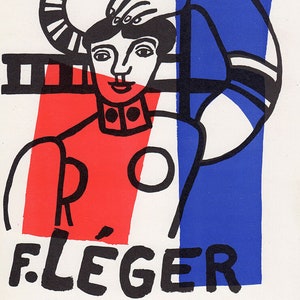 Fernand Leger Antique Exhibition Poster &quot;The Proud Patriot&quot; Framed SIGNED Gallery Certificate