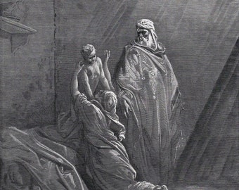 GUSTAVE DORE 1800's Bible Woodcut "Elijah Performs a Miracle" Galley Framed SIGNED Certificate of Authenticity