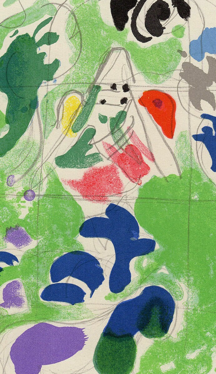 1962 CHAGALL Biblical Color Lithograph issachar Bows to the Burden ...