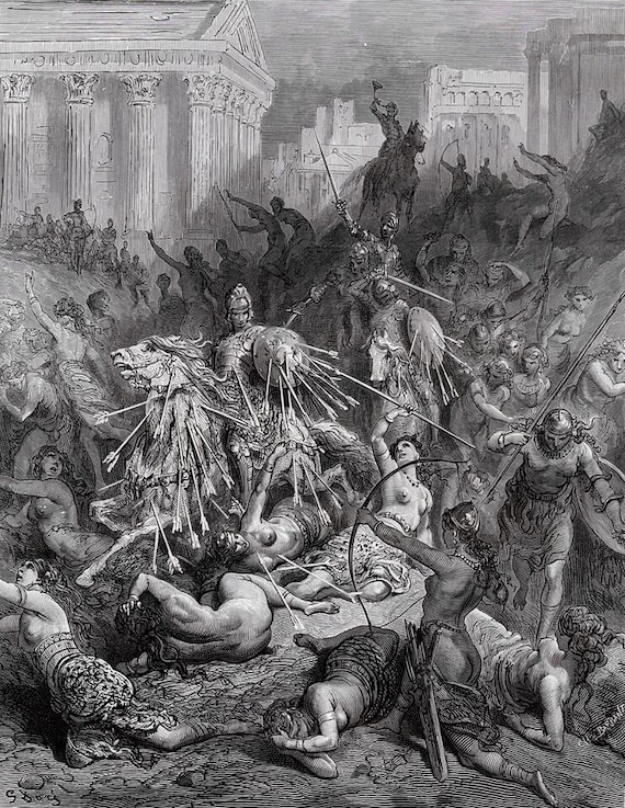 1800s Gustave Dore Woodcut Framed 