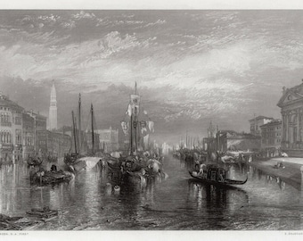 1800年代 JMWターナー作 海景版画「嵐の中のオランダ船」 ギャラリー