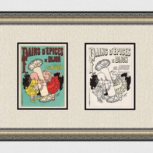 Cute Henri Jossot 1896 Framed Color Lithographs &quot;Pains d&#39;Epices&quot; Limited Signed COA