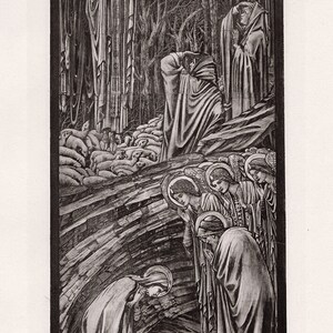 Stampa biblica antica di Edward Burne Jones del XIX secolo "Finestra del presbiterio raffigurante la Natività" - Cornice da galleria - Certificato di autenticità