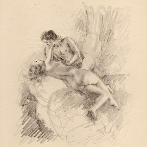 1947 Paul-Emile BECAT ORIGINAL Limited Lithograph &quot;Passionate Lovers&quot; Gallery Framed COA