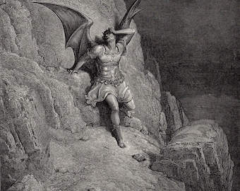Gustave DORE 1800's Milton's Paradise Lost Woodcut 