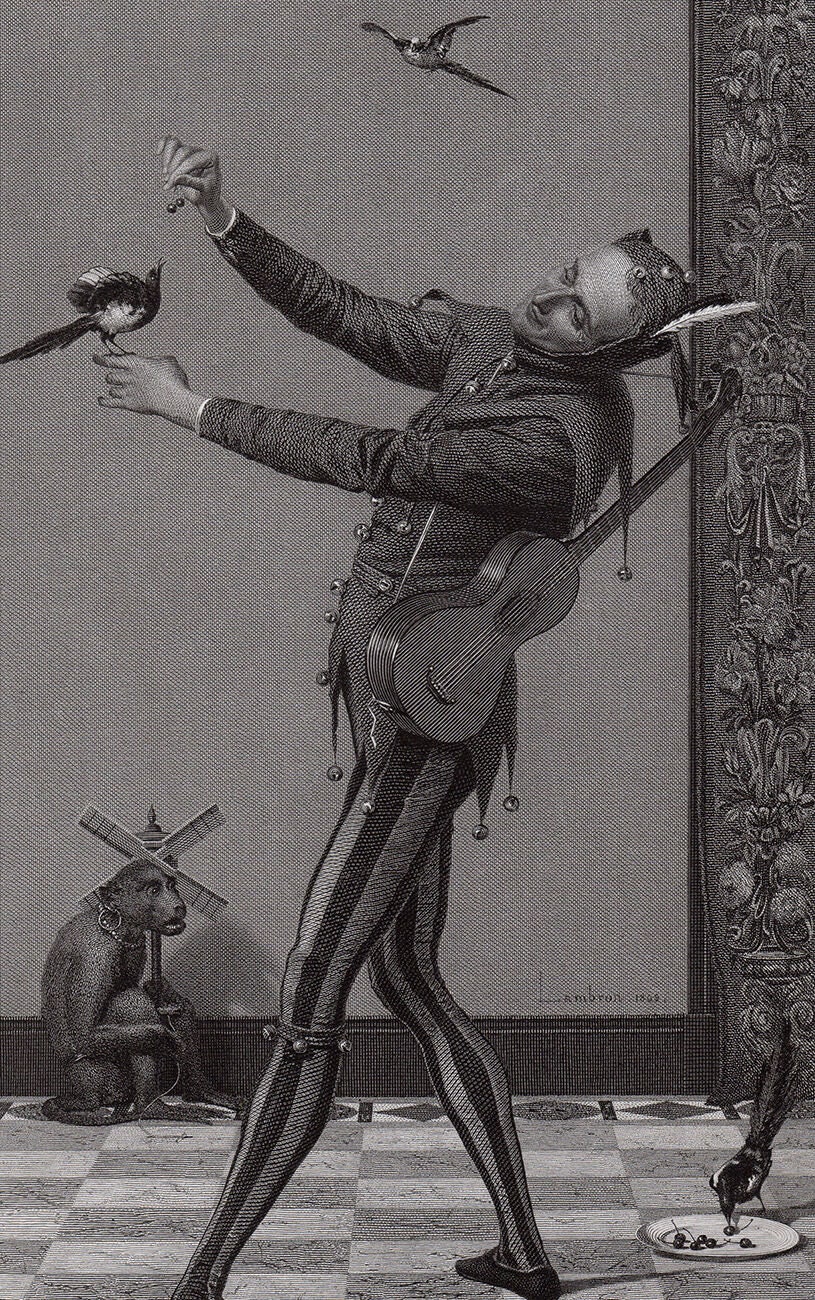 Lambron Des Piltieres 1800s Antique Engraving THE JESTER