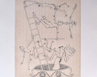 1973 Limited Joan PONC Original Etching "Equilibrio" HAND SIGNED Gallery Certificate