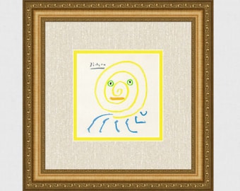 1968年 パブロ・ピカソ サイン入りカラーリトグラフ「驚きの顔