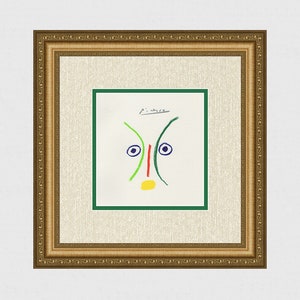 1968 PABLO Picasso SIGNED Color Lithograph &quot;The of Face Surprise&quot; Gallery FRAMED Certificate of Authenticity