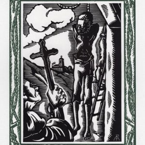 Patrick de MANCEAU 1946 SIGNEe Xilogravura "Morte de Babo" Moldura Personalizada LIMITADA Certificado de Galeria