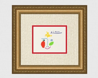 1968年 パブロ・ピカソ サイン入りカラーリトグラフ「驚きの顔