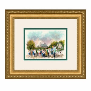 HUCHET Original Hand SIGNED Lithograph &quot;Les Bouquinistes a Paris&quot; Custom FRAMED Gallery Certificate