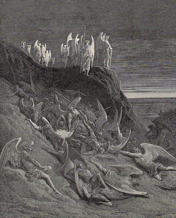 SP/朝宮咲サイン/LO-6231-S/最古の魔導書 エセルドレーダ　4枚 1800s Gustave Dore Paradise Lost Woodcut 