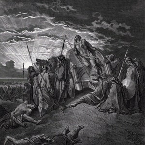 Xilogravura DORE de 1800 "A Morte do Rei" Galeria Emoldurada Certificado de Autenticidade ASSINADO