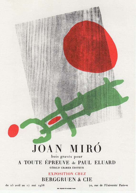 ミロのアンティークポスター！ JOAN MIRÓ A TOUTE ÉPREUVE ジョアン ミロ アンティーク展覧会ポスター「À Toute Épreuve