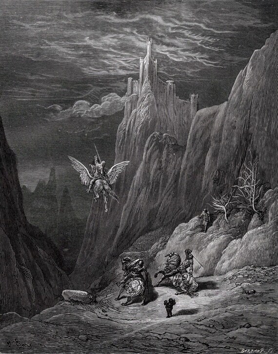 GUSTAVE DORE 1800s Signed Woodcut 