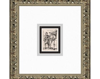 Grabado firmado por Beham de 1800. Abanderado Durand. Certificado original de galería enmarcado a medida.