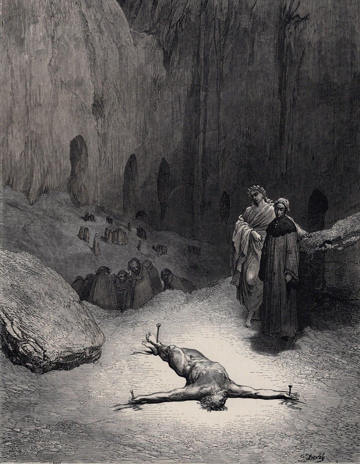 GUSTAVE DORE 1800s Divine Comedy Woodcut 