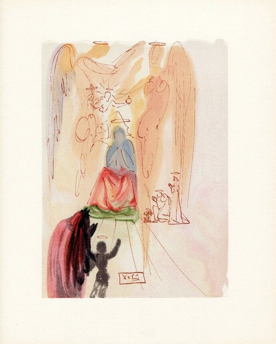 1960年サルバドール・ダリ『神曲』オリジナル木版画「聖母マリアと