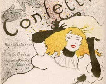 TOULOUSE LAUTREC 1946 SIGNED Color Lithograph "Confetti" Gallery Framed Certificate of Authencity