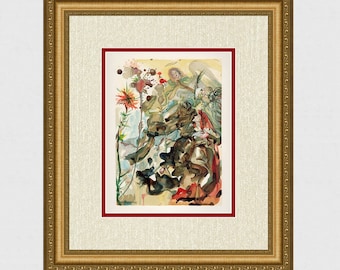 Salvador DALI Original 1960 Divine Comedy Paradise Woodcut &quot;Saint James & Hope&quot; Framed COA