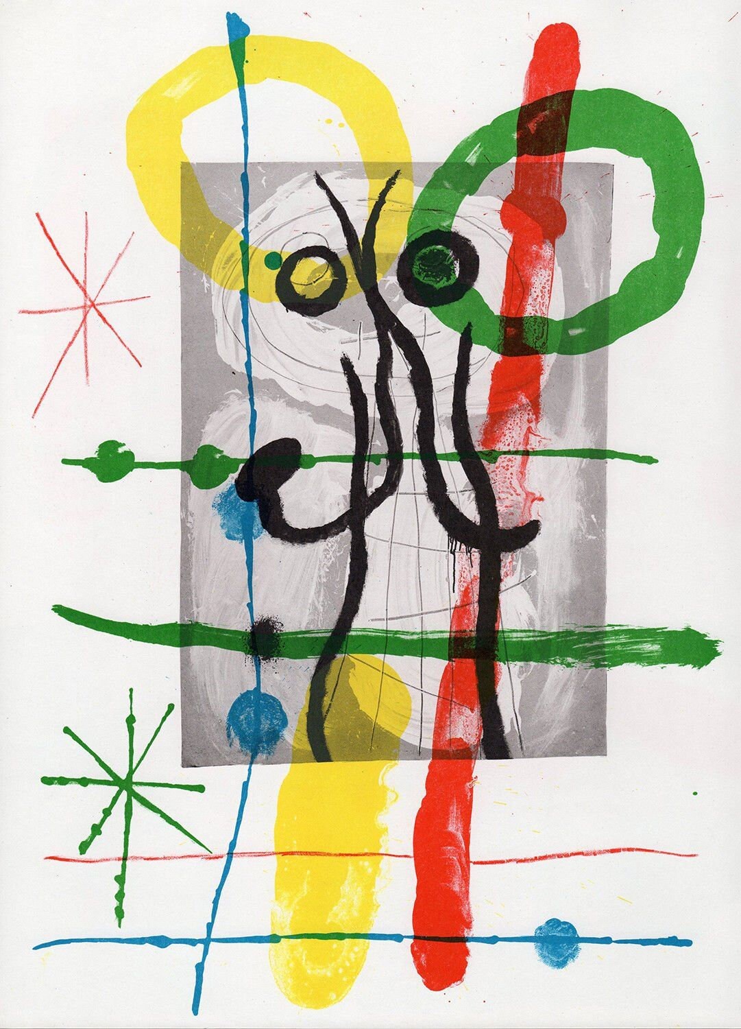ジョアン・ミロ 1965年 カラーリトグラフ M433「風船の人物」 額