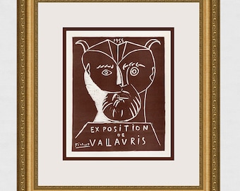 Pablo PICASSO Antik utställningsaffisch "En gets ansikte" Specialinramad SIGNERAD Gallericertifikat