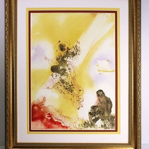 Biblia Sacra "Oração de Tobit pela Morte" original DALI 1967 ASSINADA Certificado de galeria emoldurado personalizado limitado