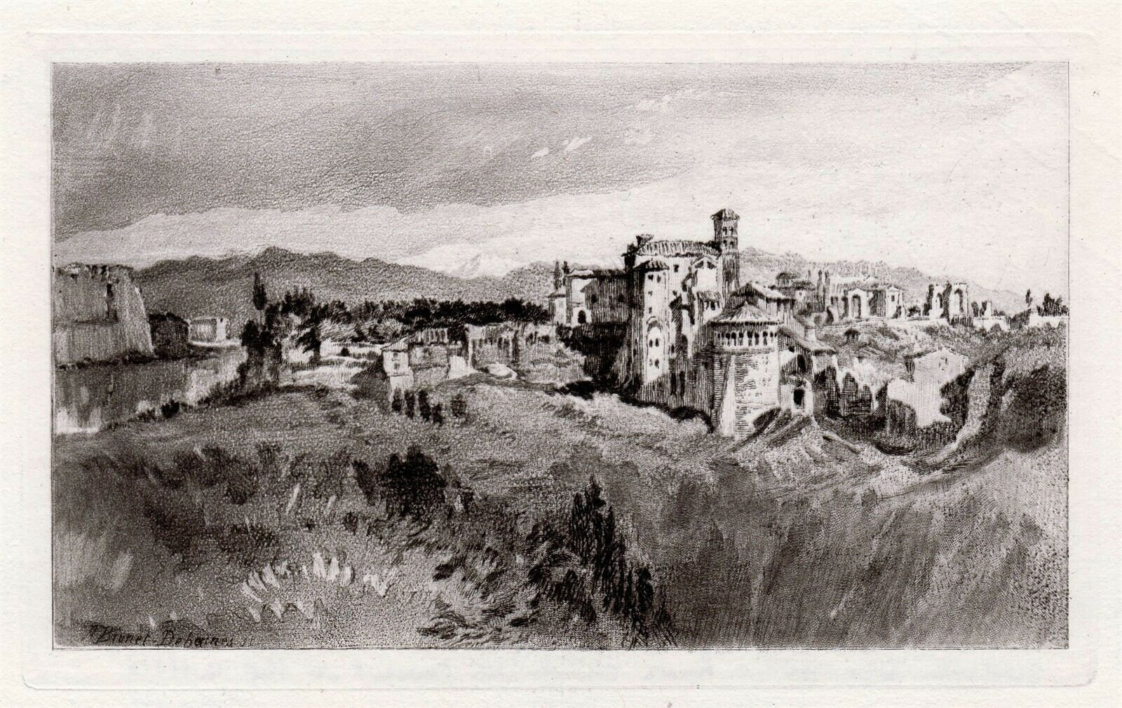 William TURNER 1800s Etching "Rome Church" SIGNED Custom Framed Gallery Certificate