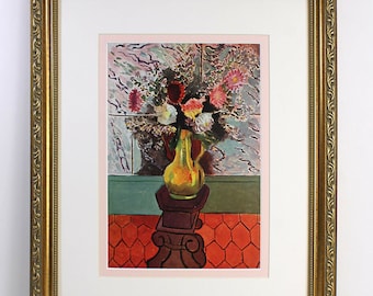 1939 HENRI MATISSE Vintage Color Print "Vase de fleurs" Custom Framed Certificate of Authenticity