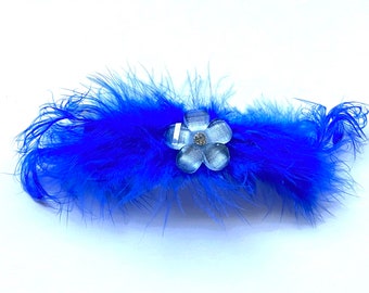 Blue feathers hair barrette