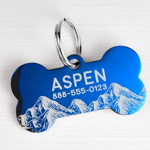 Personalized Mountain Dog Tag Engraved Stainless Steel Pet ID