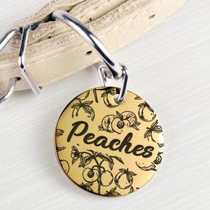 Peach Dog ID Tag, Engraved Dog Tag, Peaches Pet Tag, Personalized ID Tag for Dog