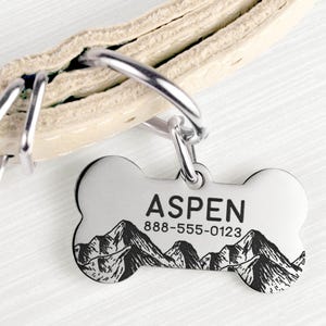 Engraved Mountain Dog ID Tag Personalized Stainless Steel Pet Tag