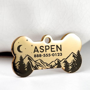 Personalized Mountain Dog ID Tag Engraved Stainless Steel Pet Tag