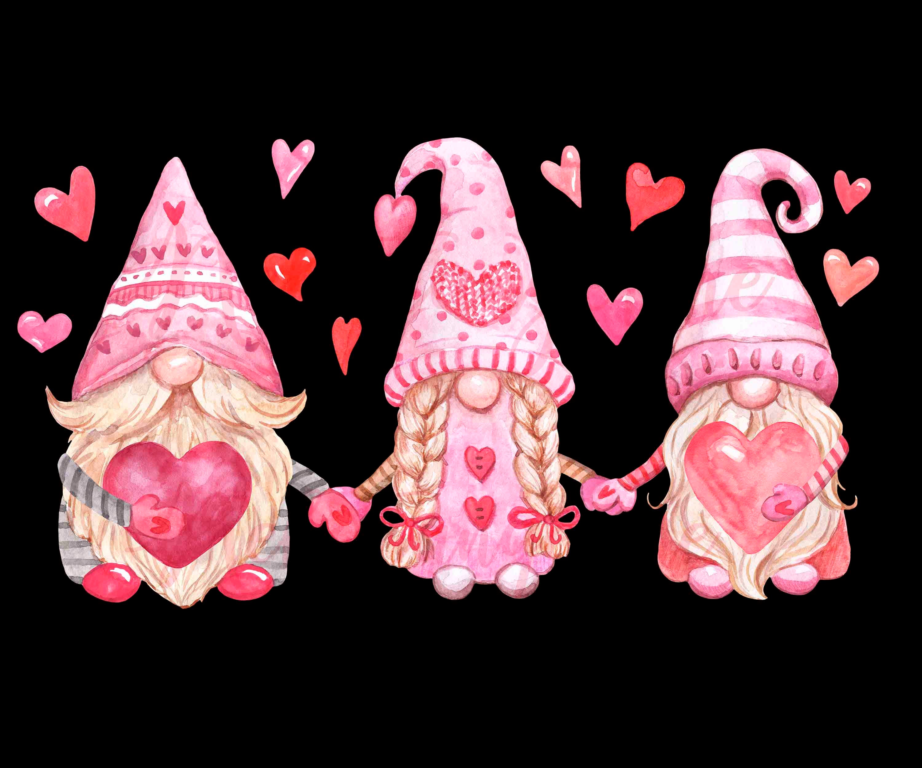 Valentines Gnomes PNG Sublimation Design Clipart Watercolor | Etsy