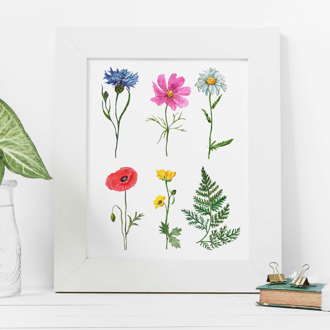 Wildflowers Wall Art Print Clipart Wildflower Poster DIGITAL Etsy