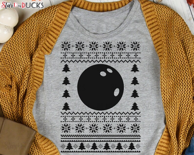 Bowling Ball Ugly Christmas Sweater svg cutting files clip ...