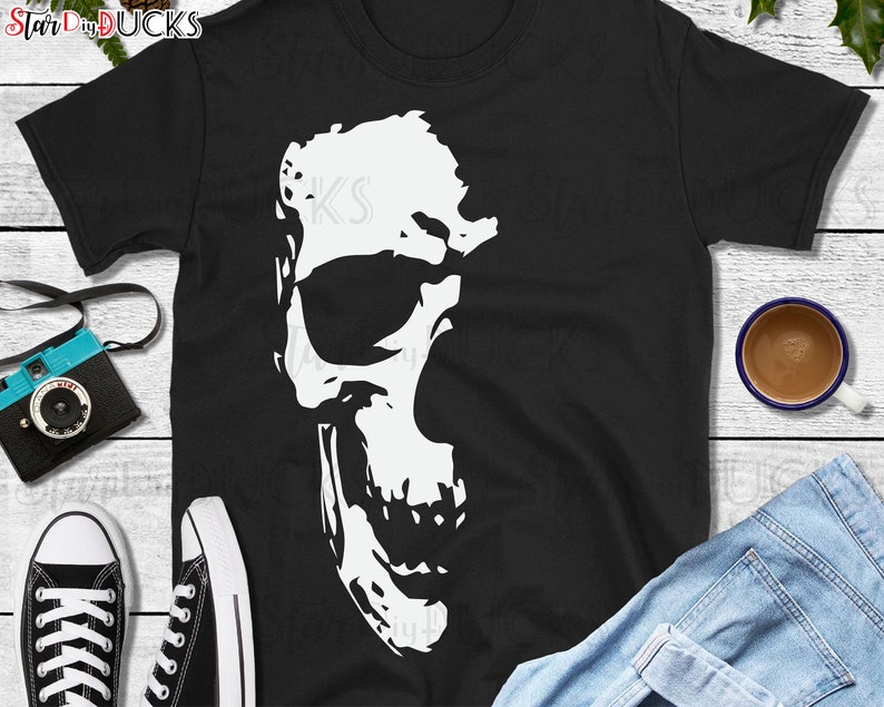 Skull t-shirt design cutting files svg clip art digital image 0