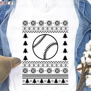 Baseball Ugly Christmas Sweater svg cutting files clip art digital download graphic design print printable vinyl decal pattern ball No251