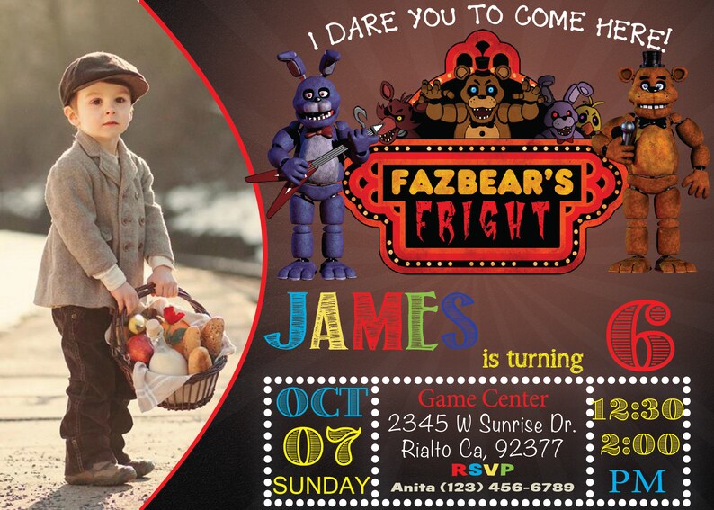 Five Nights At Freddys Invitations Fnaf Invitation Five Night At Freddy Fnaf Invite Five Nights At Freddys Invitation Fnaf Invitation - 