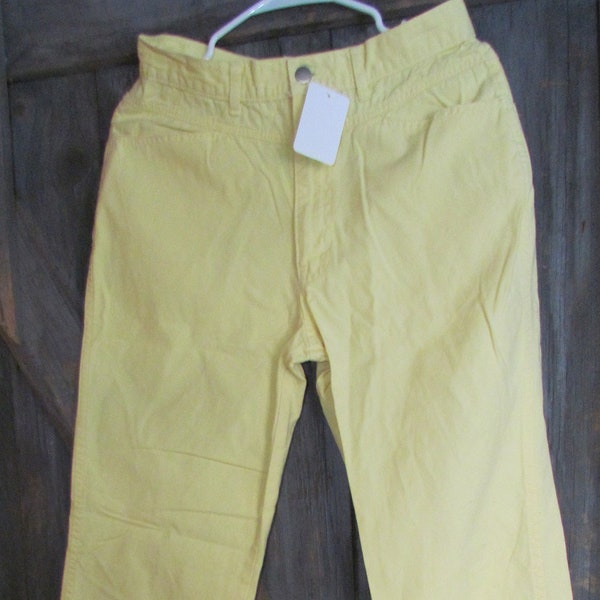 Vintage 80's Women's FAVORITES all cotton 13/14 yellow pants yolk front pocketless rear RARE