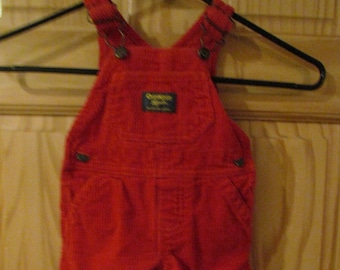 Mono de bebé pequeño raro, rojo brillante, pana ancha, talla 3T, B'Gosh, Vestbak de los años 80, hallazgo raro.