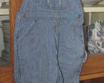 Child 24 mths overall bibs Engineer pin striped blue white unisex classics