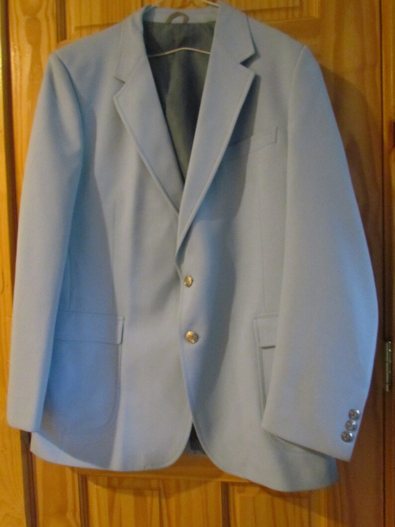 Men's polyester leisure baby blue suit jacket 1970's Etsy