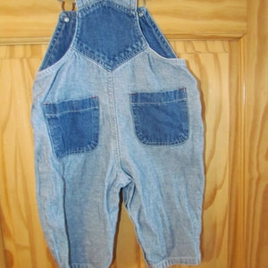 Vintage Denim lavado ácido 12 meses Bugel Boy jeans babero mono denim 80's bebé dos tonos imagen 3
