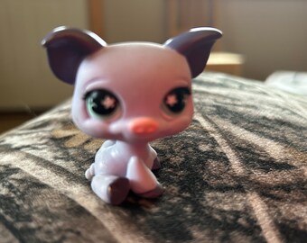 Hasbro Littlest Pet Shop LPS cerdo púrpura ojos de flor de Pascua sello bobble head #550