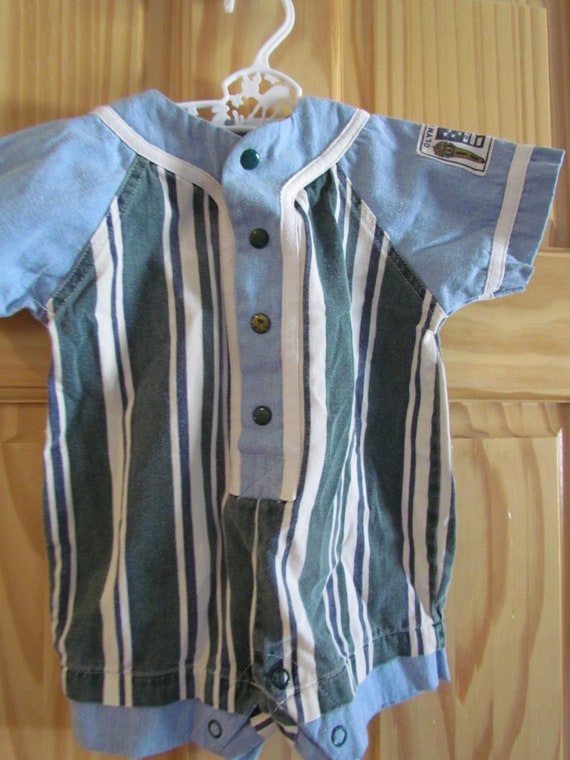 Vintage Infant one piece romper striped 80's Baby 